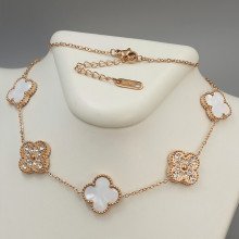 Ланцюжок з двостороннім кулоном Stainless Steel з емаллю та цирконом. Сталь. Позолота ЧВ. Довжина ланцюжка: 43-48см