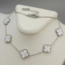Ланцюжок із двостороннім кулоном Stainless Steel з емаллю та цирконом. Сталь. Родій. Довжина: 42-47 см