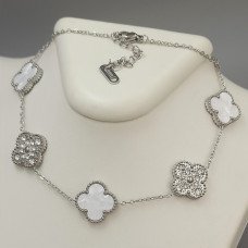 Ланцюжок із двостороннім кулоном Stainless Steel з емаллю та цирконом. Сталь. Родій. Довжина: 43-48 см