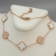 Ланцюжок з двостороннім кулоном Stainless Steel з емаллю та цирконом. Сталь. Позолота ЧВ. Довжина ланцюжка: 42-47см