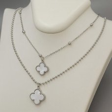 Ланцюжок із двостороннім кулоном Stainless Steel з емаллю та цирконом. Сталь. Родій. Довжина: 37-42 см