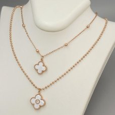 Ланцюжок з двостороннім кулоном Stainless Steel з емаллю та цирконом. Сталь. Позолота ЧВ. Довжина ланцюжка: 37-42см