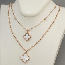 Ланцюжок з двостороннім кулоном Stainless Steel з емаллю та цирконом. Сталь. Позолота ЧВ. Довжина ланцюжка: 37-42см