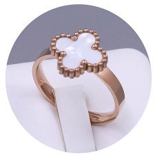 Каблучка Stainless Steel з білою емаллю. Сталь. Позолота ЧВ. Є: 16р 17р 18р 19р 20р