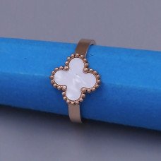 Каблучка Stainless Steel з білою емаллю. Сталь. Позолота ЧВ. Є: 16р 17р 18р 19р 20р