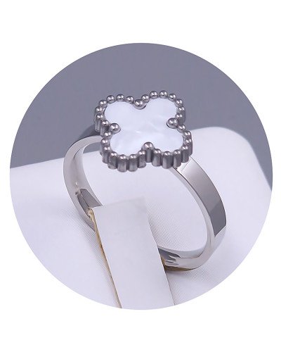 Каблучка Stainless Steel з білою емаллю. Сталь. Родій. Є: 16р 17р 18р 19р 20р