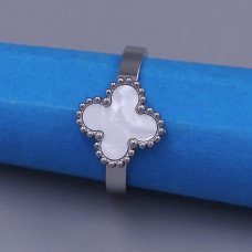 Каблучка Stainless Steel з білою емаллю. Сталь. Родій. Є: 16р 17р 18р 19р 20р