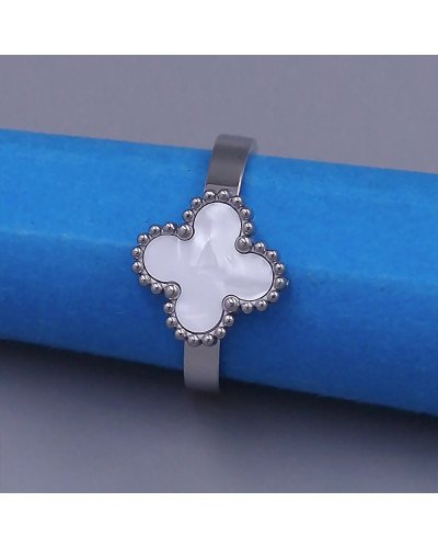 Каблучка Stainless Steel з білою емаллю. Сталь. Родій. Є: 16р 17р 18р 19р 20р