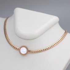 Ланцюжок із кулоном Stainless Steel з білою емаллю. Сталь. Позолота ЧВ. Довжина ланцюжка: 40-45 см