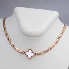 Ланцюжок із кулоном Stainless Steel з білою емаллю. Сталь. Позолота ЧВ. Довжина ланцюжка: 40-45 см