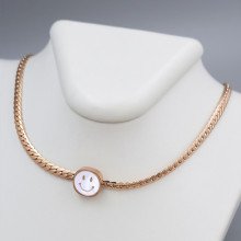 Ланцюжок із кулоном Stainless Steel з білою емаллю. Сталь. Позолота ЧВ. Довжина ланцюжка: 40-45 см
