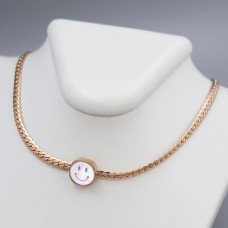 Ланцюжок із кулоном Stainless Steel з білою емаллю. Сталь. Позолота ЧВ. Довжина ланцюжка: 40-45 см