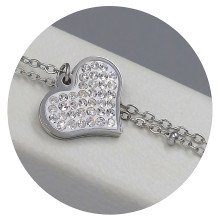 Браслет Stainless Steel. Сталь. Родій. Камені: білий циркон. Довжина: 18-21 см. Ширина: 10 мм.