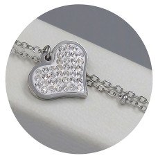 Браслет Stainless Steel. Сталь. Родій. Камені: білий циркон. Довжина: 18-21 см. Ширина: 10 мм.