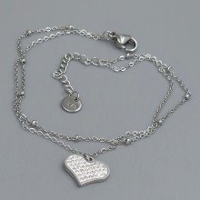 Браслет Stainless Steel. Сталь. Родій. Камені: білий циркон. Довжина: 18-21 см. Ширина: 10 мм.