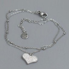 Браслет Stainless Steel. Сталь. Родій. Камені: білий циркон. Довжина: 18-21 см. Ширина: 10 мм.
