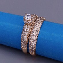 Подвійна каблучка XР. Позолота 18К. Камені: білий циркон. Є: 19р 20р
