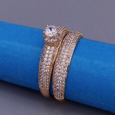 Подвійна каблучка XР. Позолота 18К. Камені: білий циркон. Є: 19р 20р