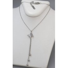 Ланцюжок із кулоном Stainless Steel. Сталь. Родій. Камені: циркон. Довжина: 41.5-47 см