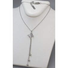 Ланцюжок із кулоном Stainless Steel. Сталь. Родій. Камені: циркон. Довжина: 41.5-47 см