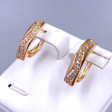 Сережки ХР. Позолота 18К. Камені: циркон. Довжина: 18 мм. Ширина: 4 мм.