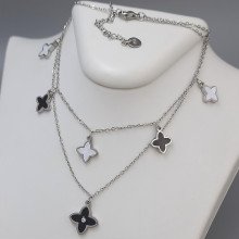 Ланцюжок із кулоном Stainless Steel з емаллю. Сталь. Родій. Камені: білий циркон. Довжина: 39-43 см.
