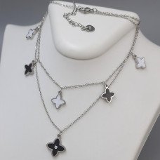 Ланцюжок із кулоном Stainless Steel з емаллю. Сталь. Родій. Камені: білий циркон. Довжина: 39-43 см.