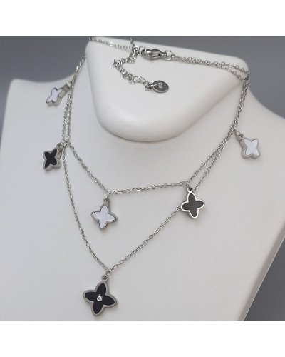 Ланцюжок із кулоном Stainless Steel з емаллю. Сталь. Родій. Камені: білий циркон. Довжина: 39-43 см.