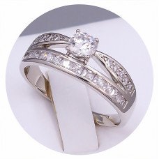 Каблучка XР. Родій. Камені: білий циркон. Є: 19р 20р