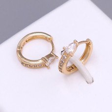 Сережки ХР. Позолота 18К. Камені: білий циркон. Діаметр: 15 мм. Ширина: 3 мм.