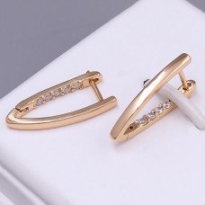 Сережки ХР. Позолота 18К. Камені: білий циркон. Довжина: 23 мм. Ширина: 2 мм.