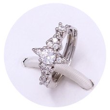 Сережки ХР. Родій. Камені: білий циркон. Довжина: 15 мм. Ширина: 9 мм.