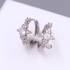 Сережки ХР. Родій. Камені: білий циркон. Довжина: 15 мм. Ширина: 9 мм.