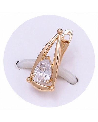 Сережки ХР. Позолота 18К. Камені: білий циркон. Довжина: 18 мм. Ширина: 8 мм.