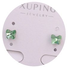 Сережки-гвоздики XР. Родій. Камені: Swarovski зеленого кольору. Діаметр: 4 мм.