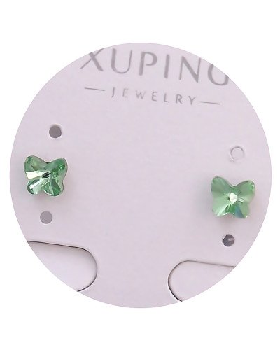Сережки-гвоздики XР. Родій. Камені: Swarovski зеленого кольору. Діаметр: 4 мм.