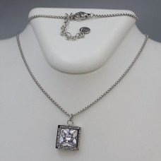 Ланцюжок із кулоном Stainless Steel. Сталь. Родій. Камені: білий циркон. Довжина: 45-50 см.