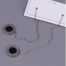 Сережки-протяжки Stainless Steel з чорною емаллю. Сталь. Родій. Довжина: 90 мм.