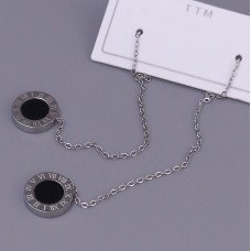 Сережки-протяжки Stainless Steel з чорною емаллю. Сталь. Родій. Довжина: 90 мм.