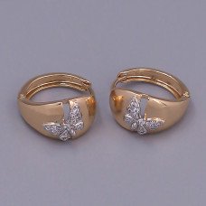Сережки ХР. Позолота 18К + родій. Камені: білий циркон. Довжина: 17 мм. Ширина: 9 мм.