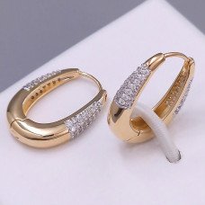 Сережки ХР. Позолота 18К + родій. Камені: білий циркон. Довжина: 21 мм. Ширина: 4 мм.