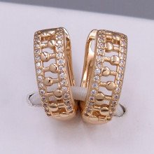 Сережки ХР. Позолота 18К. Камені: білий циркон. Довжина: 18 мм. Ширина: 6 мм.