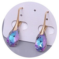 Сережки XР. Позолота 18К. Камені: Swarovski синьо-бузкового кольору. Довжина: 30 мм. Ширина: 9 мм.