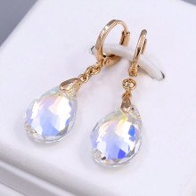 Набір ХР. Сережки та кулон на ланцюжку зі Swarovski бензинового кольору. Мед. золото 18К Ланцюжок: 40-45см Сережки: 35мм