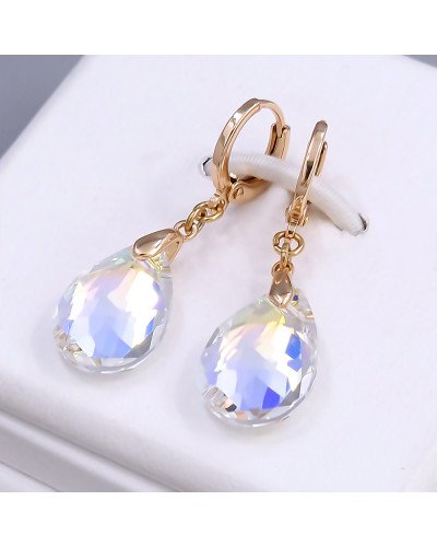Набір ХР. Сережки та кулон на ланцюжку зі Swarovski бензинового кольору. Мед. золото 18К Ланцюжок: 40-45см Сережки: 35мм