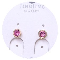 Сережки-гвоздики XР. Позолота 18К. Камені: Swarovski рожевого кольору . Діаметр: 6 мм.