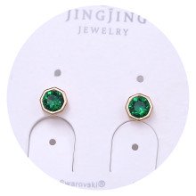 Сережки-гвоздики XР. Позолота 18К. Камені: Swarovski зеленого кольору. Діаметр: 6 мм.