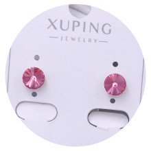 Сережки-гвоздики XР. Позолота 18К. Камені: Swarovski рожевого кольору. Діаметр: 6 мм.