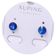Сережки-гвоздики XР. Позолота 18К. Камені: Swarovski синього кольору. Діаметр: 6 мм.