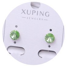 Сережки-гвоздики XР. Позолота 18К. Камені: Swarovski світло-зеленого кольору. Діаметр: 6 мм.